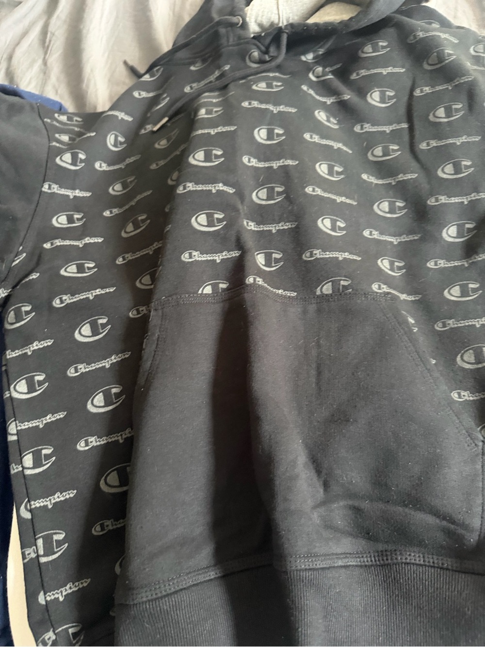 Champion Kids Black All-Over Logo Hoodie